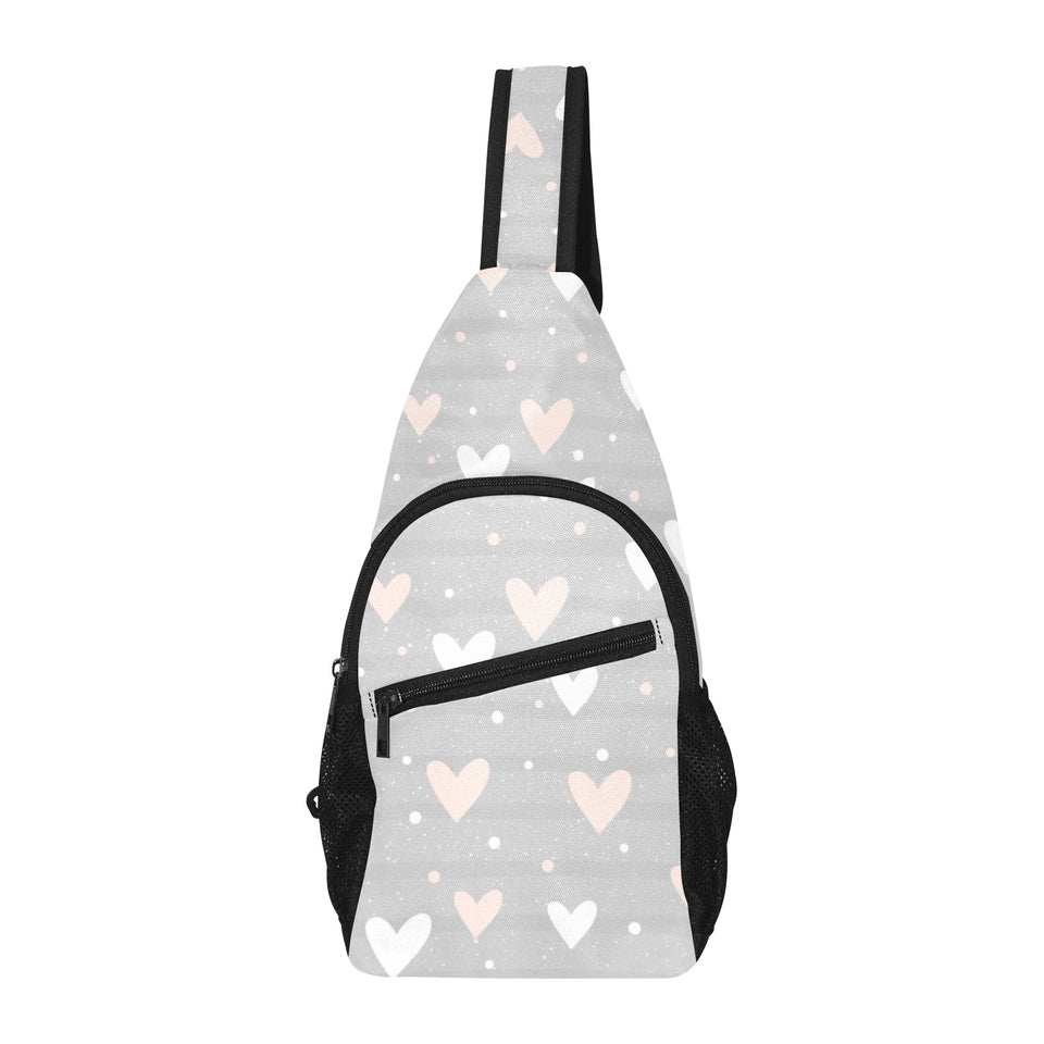 Heart pattern gray background All Over Print Chest Bag