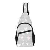 Heart pattern gray background All Over Print Chest Bag