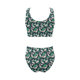 Pelican Pattern Print Design 03 Chest Bowknot High Waisted Bikini Swimsuit