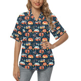Camper Van Pattern Print Design 05 Women's All Over Print Hawaiian Shirt