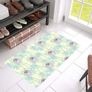 French bulldog hawaii blackground Doormat