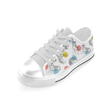 Siberian husky and colorful circle pattern Men's Low Top Shoes White
