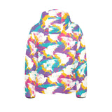 Colorful crow illustration pattern Kids' Boys' Girls' Padded Hooded Jacket