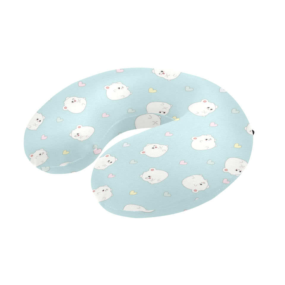 White cute hamsters heart pattern U-Shaped Travel Neck Pillow