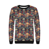 Sugar skulls flower maxican pattern Women's Crew Neck Sweatshirt