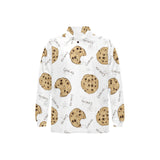 Sketch style cookie pattern Men's Long Sleeve Polo Shirt