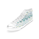 zigzag  chevron paint design pattern Women's High Top Canvas Shoes White