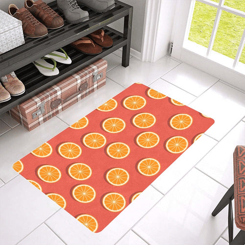 Oranges pattern red background Doormat