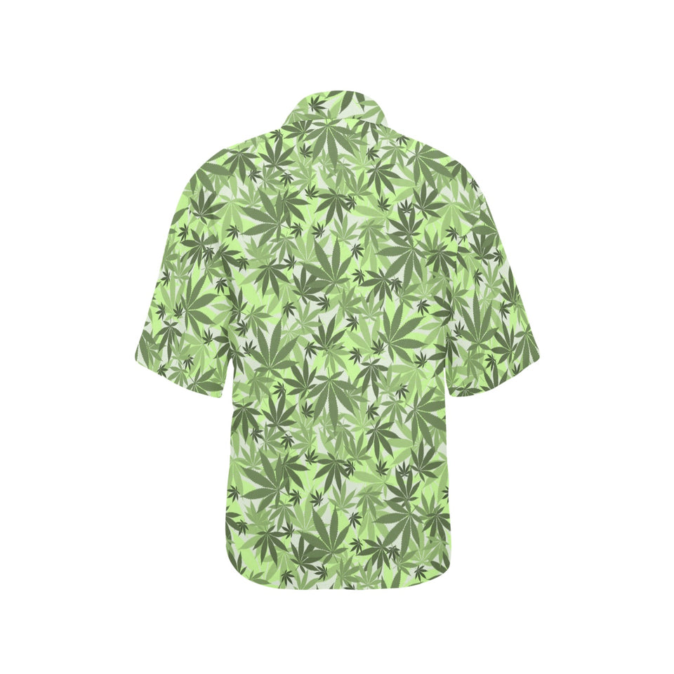 Canabis Marijuana Weed Pattern Print Design 01 Women's All Over Print Hawaiian Shirt