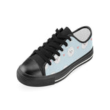 White cute pomeranian pattern Women's Low Top Canvas Shoes Black