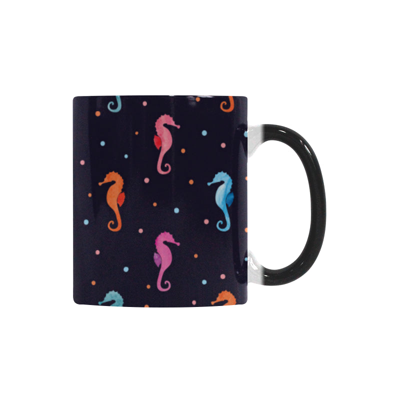 Watercolor colorful seahorse pattern Morphing Mug Heat Changing Mug