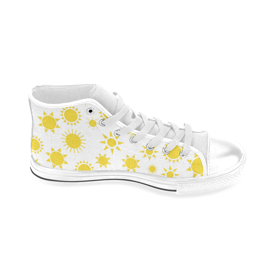 Sun pattern Men's High Top Canvas Shoes White