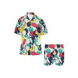 watercolor bowling ball pins Women's V-Neck Short Pajama Set