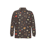 Coffee bean leave pattern Men's Long Sleeve Polo Shirt
