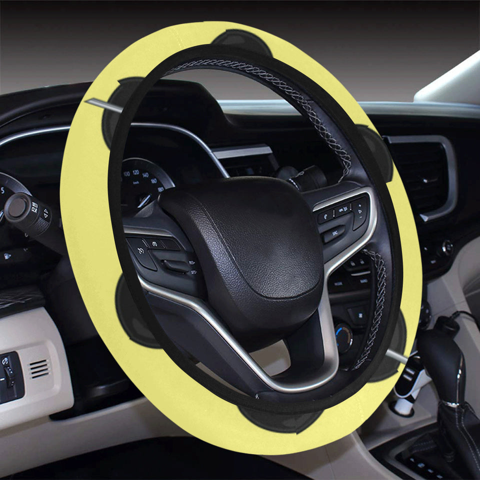 Cute ninja yellow background Car Steering Wheel Cover