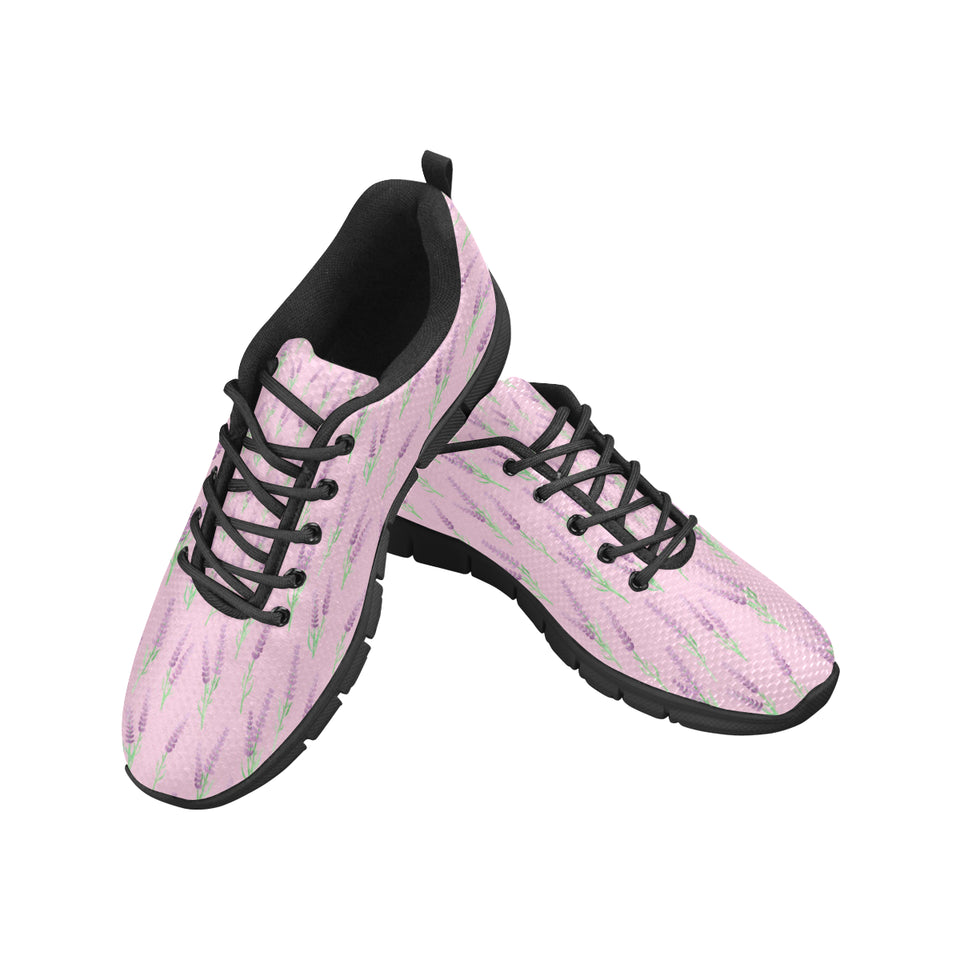 Lavender pattern pink background Women's Sneaker Shoes