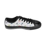 Cute helicopter star pattern Men's Low Top Canvas Shoes Black