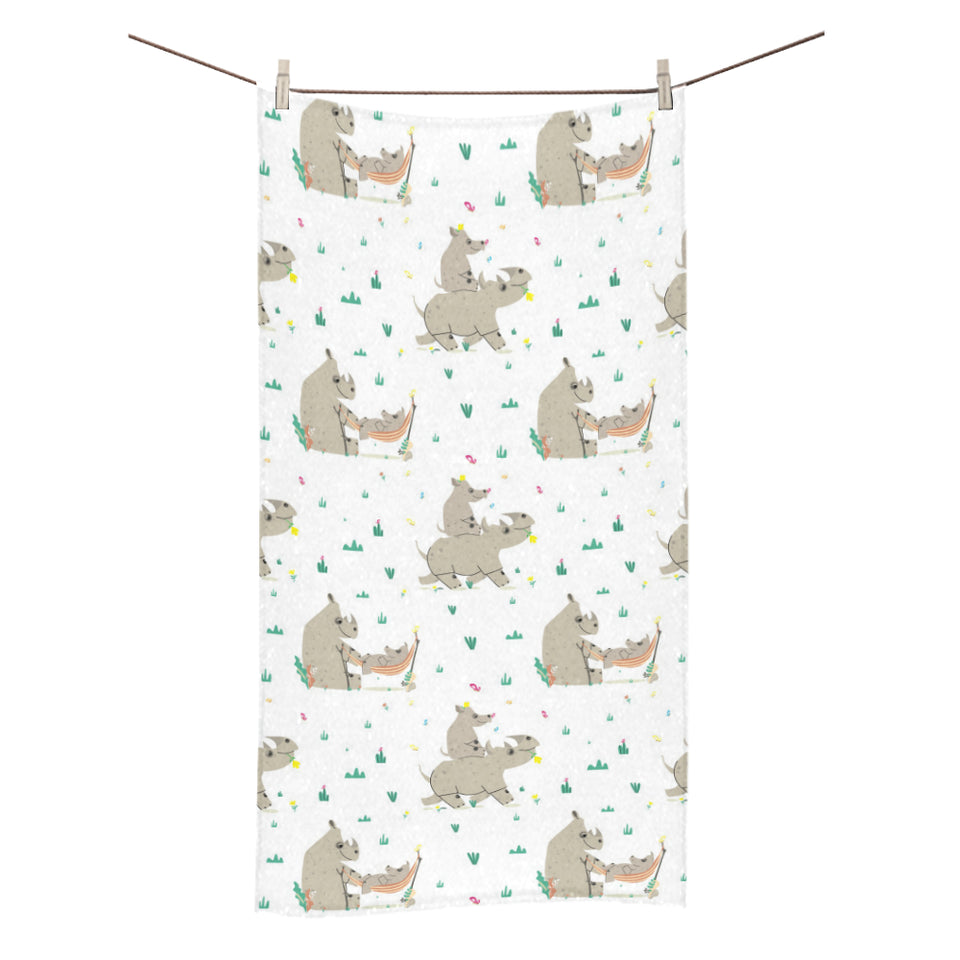 Cute Rhino pattern background Bath Towel