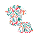 Watercolor bowling pattern Kids' Boys' Girls' V-Neck Short Pajama Set