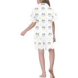 Cute Siberian Husky pattern Kids' Boys' Girls' V-Neck Short Pajama Set