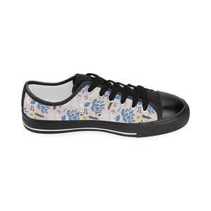 Cute peacock pattern Kids' Boys' Girls' Low Top Canvas Shoes Black