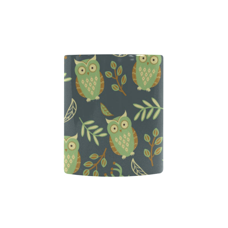 Cute owls leaves pattern Morphing Mug Heat Changing Mug