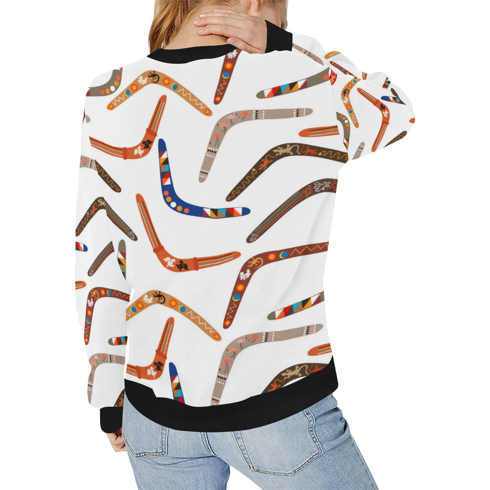 Boomerang Australian aboriginal ornament pattern Women's Crew Neck Sweatshirt