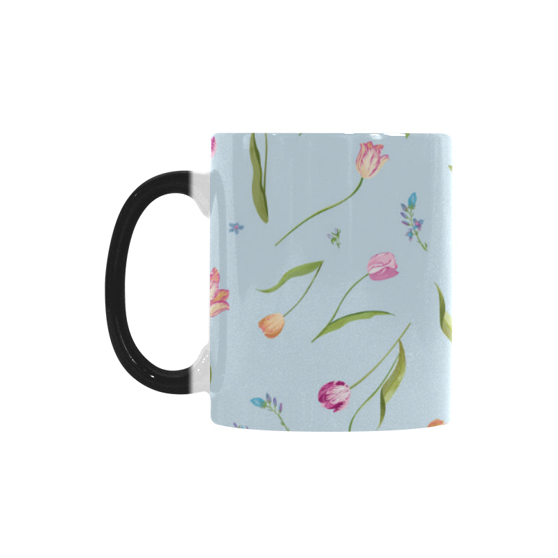 Watercolor Tulips pattern Morphing Mug Heat Changing Mug