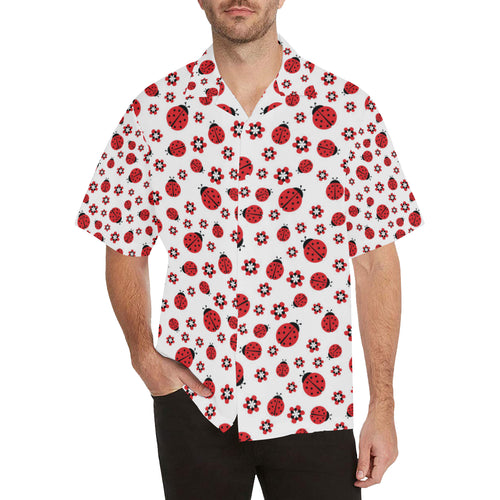 Ladybug Pattern Print Design 04 Men's All Over Print Hawaiian Shirt (Model T58)