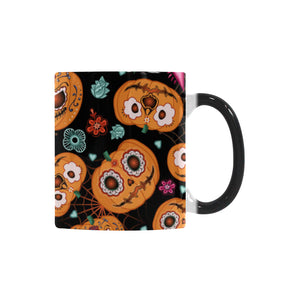 Pumpkin flowers spiderweb Halloween theme Morphing Mug Heat Changing Mug