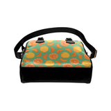 orange fruit pattern green background Shoulder Handbag