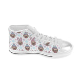 Cute pug hat rabbit costume pattern Women's High Top Canvas Shoes White