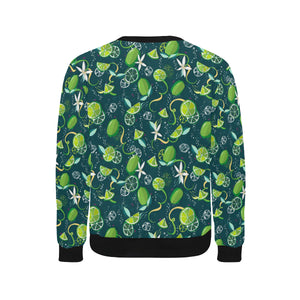Lime ice flower pattern Men's Crew Neck Sweatshirt