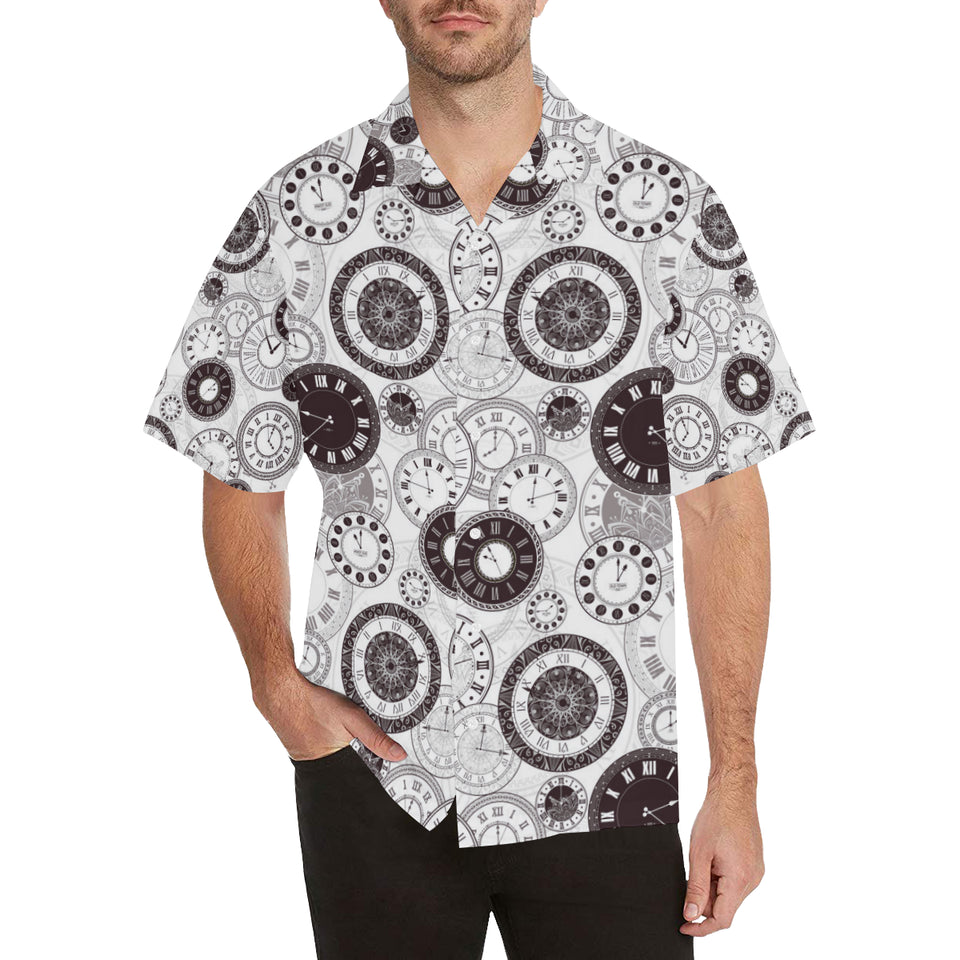 Classic vintage clock pattern Men's All Over Print Hawaiian Shirt