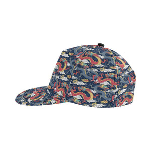 Blue red dragon cloud pattern All Over Print Snapback Cap