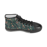 Snake forest pattern Women's High Top Canvas Shoes Black