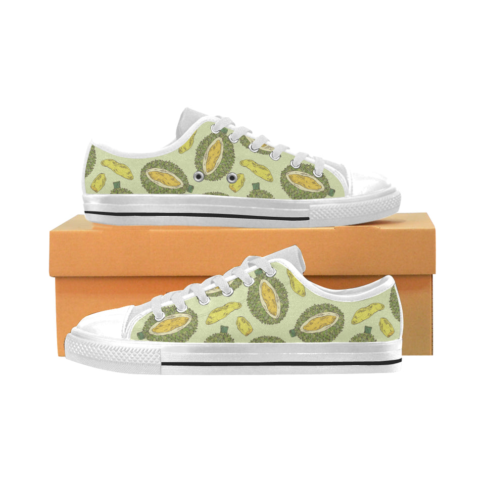Durian leaves pattern background Men's Low Top Shoes White