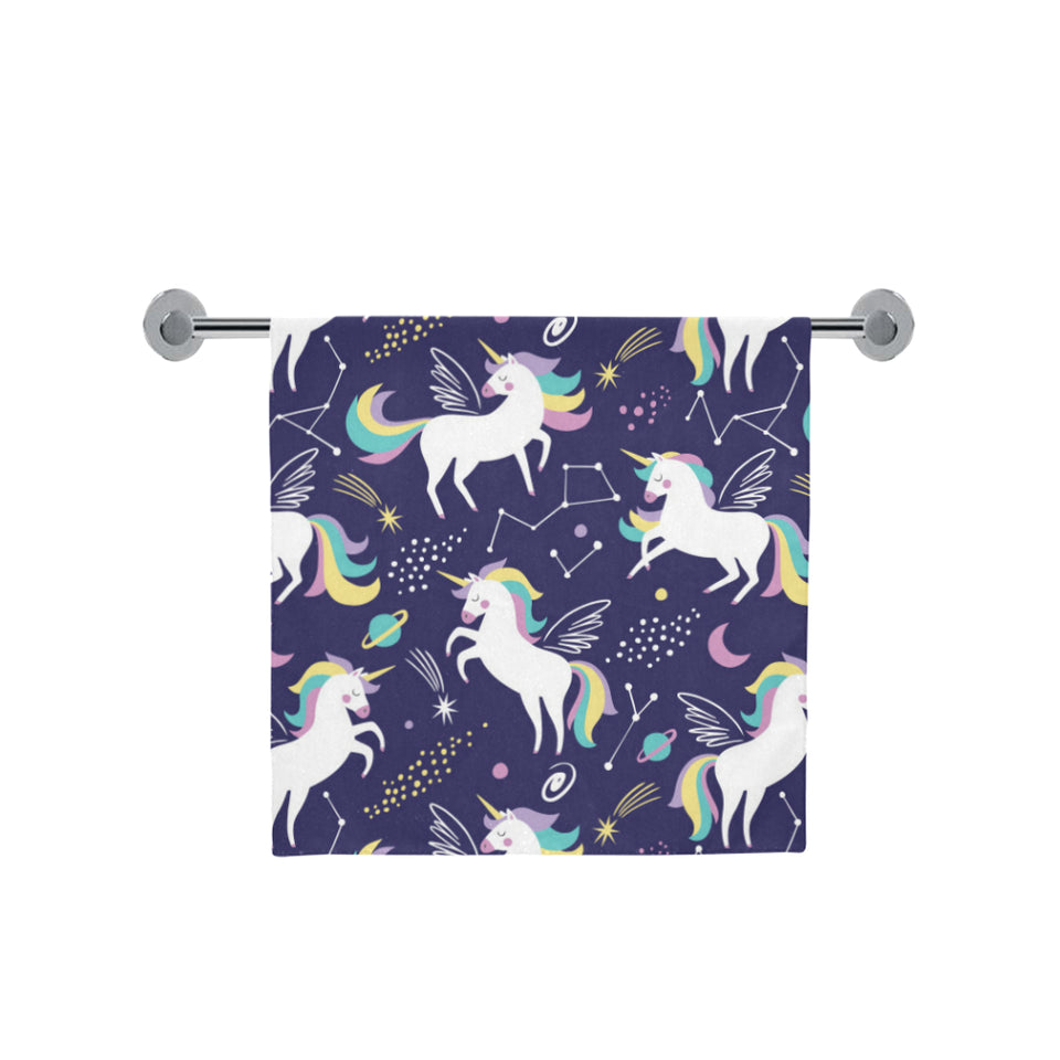 Hand drawn cute unicorn star planet Bath Towel