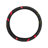 Chili peppers pattern black background Car Steering Wheel Cover