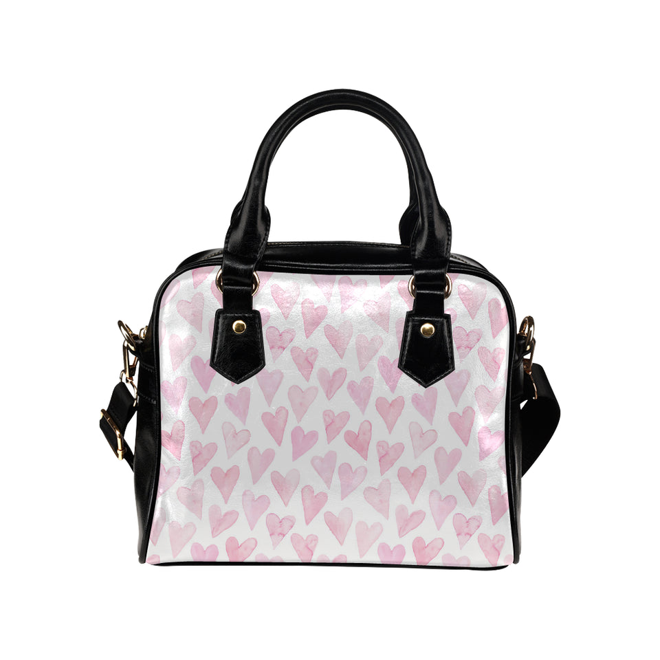 Watercolor pink heart pattern Shoulder Handbag