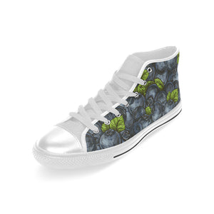 blueberry pattern Men's High Top Canvas Shoes White