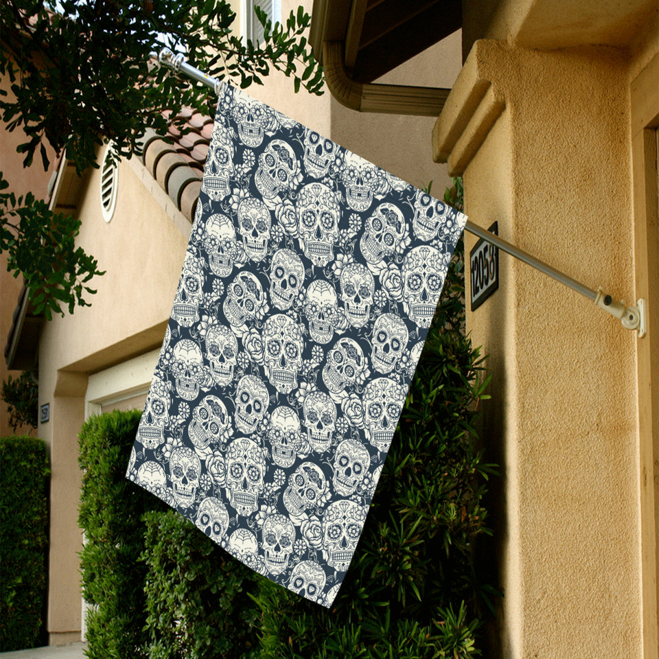 Sugar skull black white pattern House Flag Garden Flag