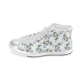 Peacock feather pattern Women's High Top Canvas Shoes White