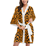 Bengal tigers skin print pattern Women's Short Kimono Robe