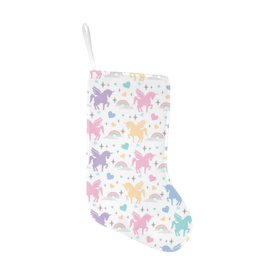 colorful unicorn rainbow heart pattern Christmas Stocking