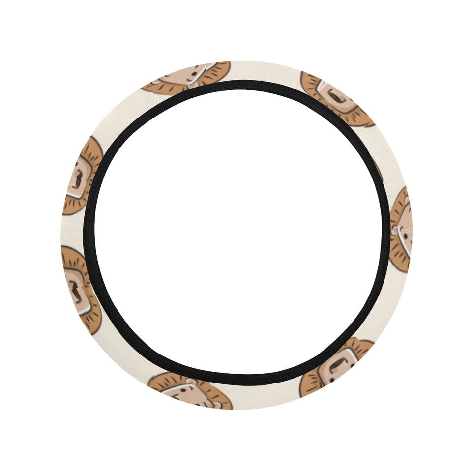 Lion Pattern Print Design 01 Car Steering Wheel Cover