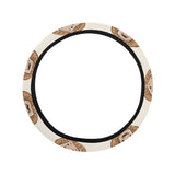Lion Pattern Print Design 01 Car Steering Wheel Cover