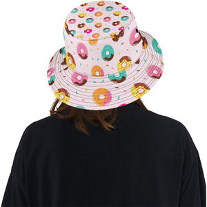 Donut pattern glaze pink background Unisex Bucket Hat