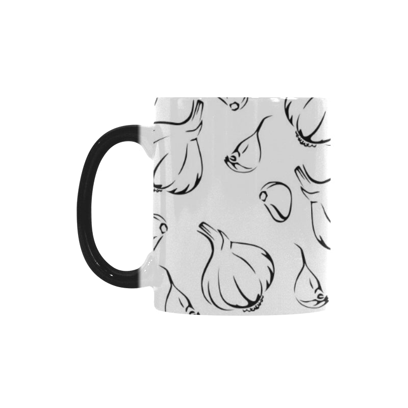 Garlic pattern black white Morphing Mug Heat Changing Mug