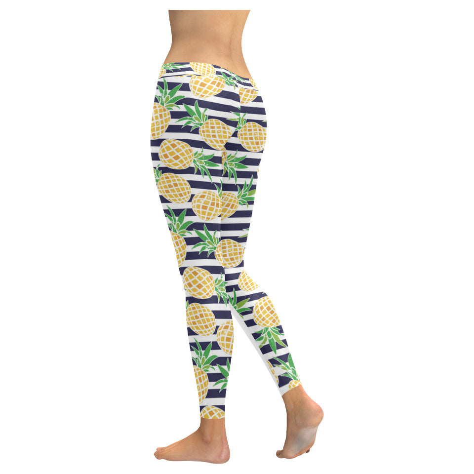 Pineapples pattern striped background Women's Legging Fulfilled In US